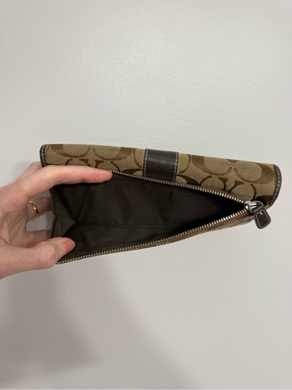 Coach Signature C Jacquard Wallet, Brown (Khaki) - Picture 3 of 5
